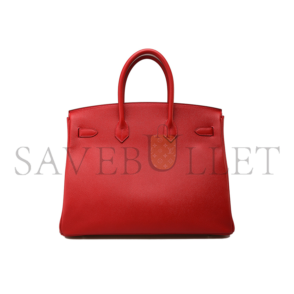 HERMÈS MASTER BIRKIN 35 SWIFT LEATHER RED SILVER BUCKLE H049362CC02 (35*25*18cm)